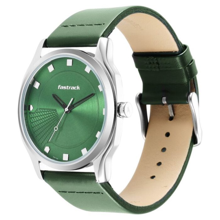 Fastrack NS3255SL02 Stunners Quartz Analog Green Dial Leather Strap Watch