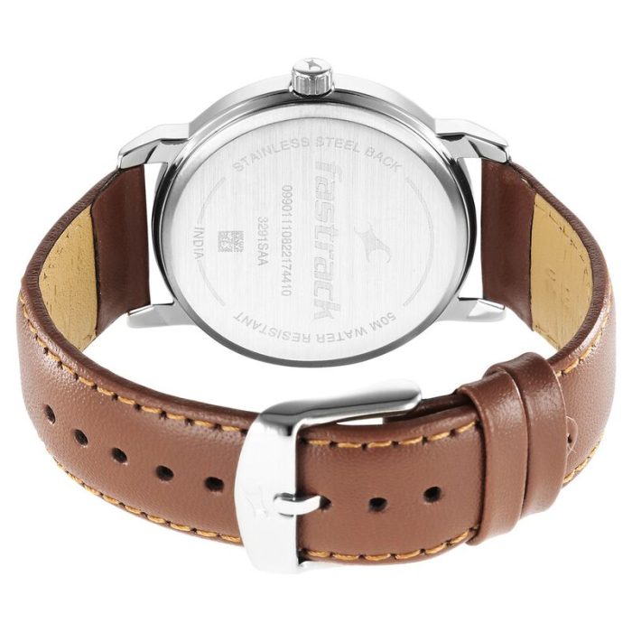 Fastrack NR3291SL02 Stunners Quartz Analog Silver Dial Leather Strap Watch