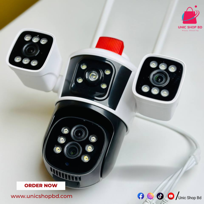 Bullet Dome PTZ 5 Lens Three Screens Security CCTV Network Outdoor Camera
