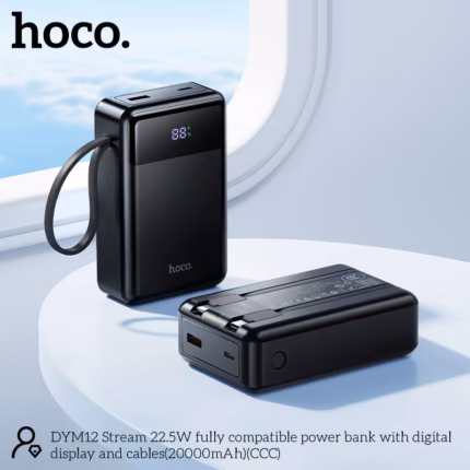 Hoco DYM12 22.5W Fully Compatible 20000mAh Power Bank with Built-in Cables