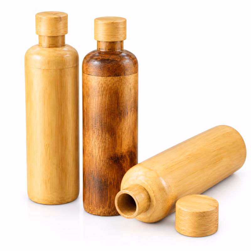 Eco Friendly Bamboo Water Bottle Round Design